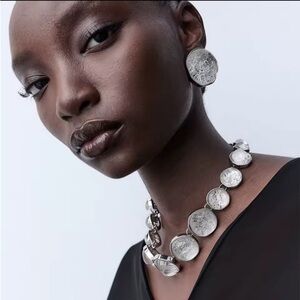 Elegant Resin Transparent Gem Silver Necklace